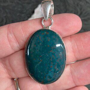 Unisex Heliotrope Bloodstone Pendant Stone Crystal Jewelry